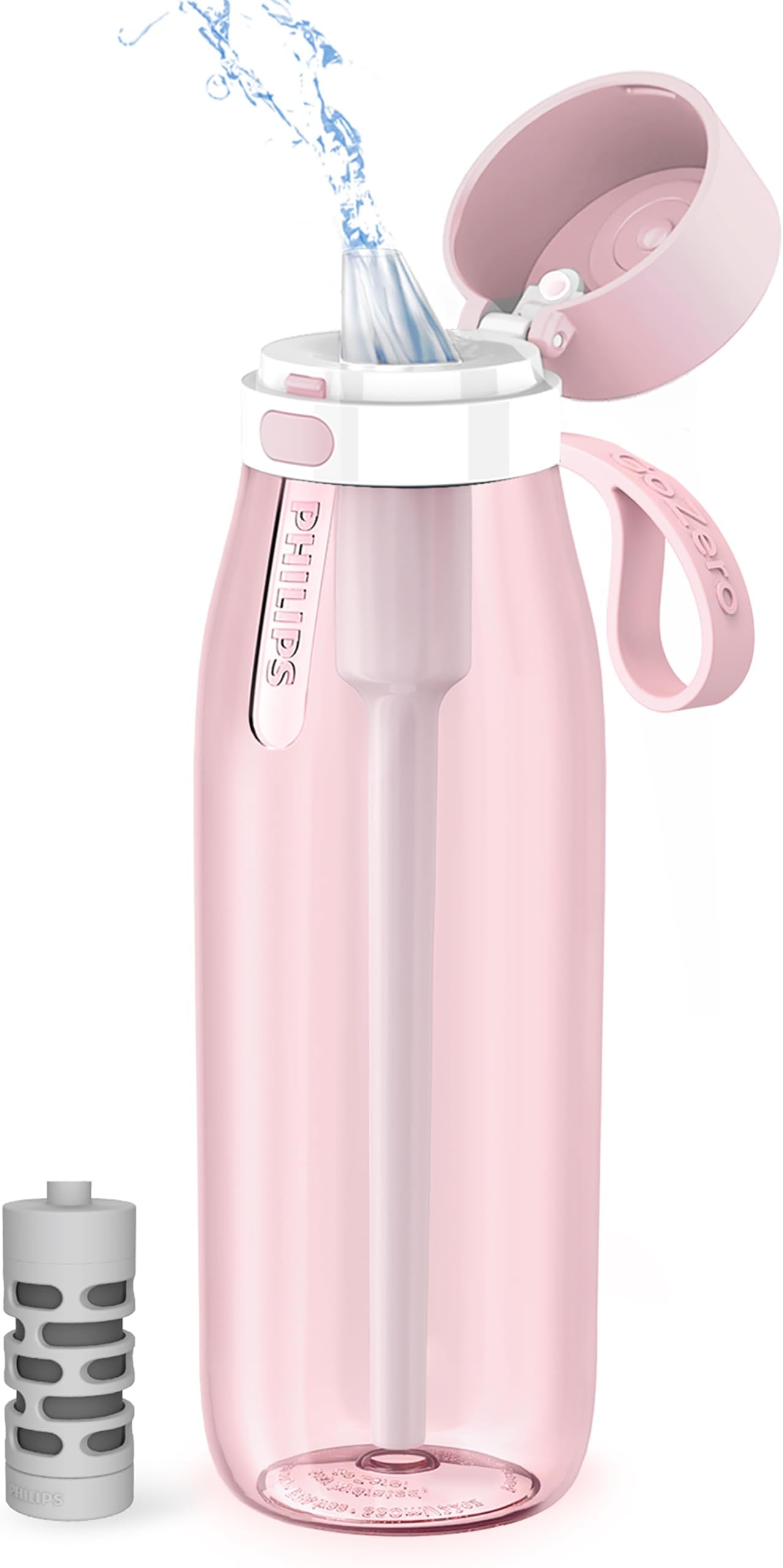 Philips Water GoZero Everyday Filter Water Bottle with Philips Everyday Tap Water Filter, BPA-Free Tritan Plastic, Transform Tap Water into Healthy Drinking Tastier Water, 22 oz/36 oz