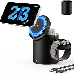 2026 Foldable 3 in 1 Wireless Charging Station,for Apple Magsafe Charger Stand,Fast Magnetic Wireless Charger Station for iPhone 1716 15 14 13 12 Series,Airpods Pro,Apple Watch Ultra Series(Black)