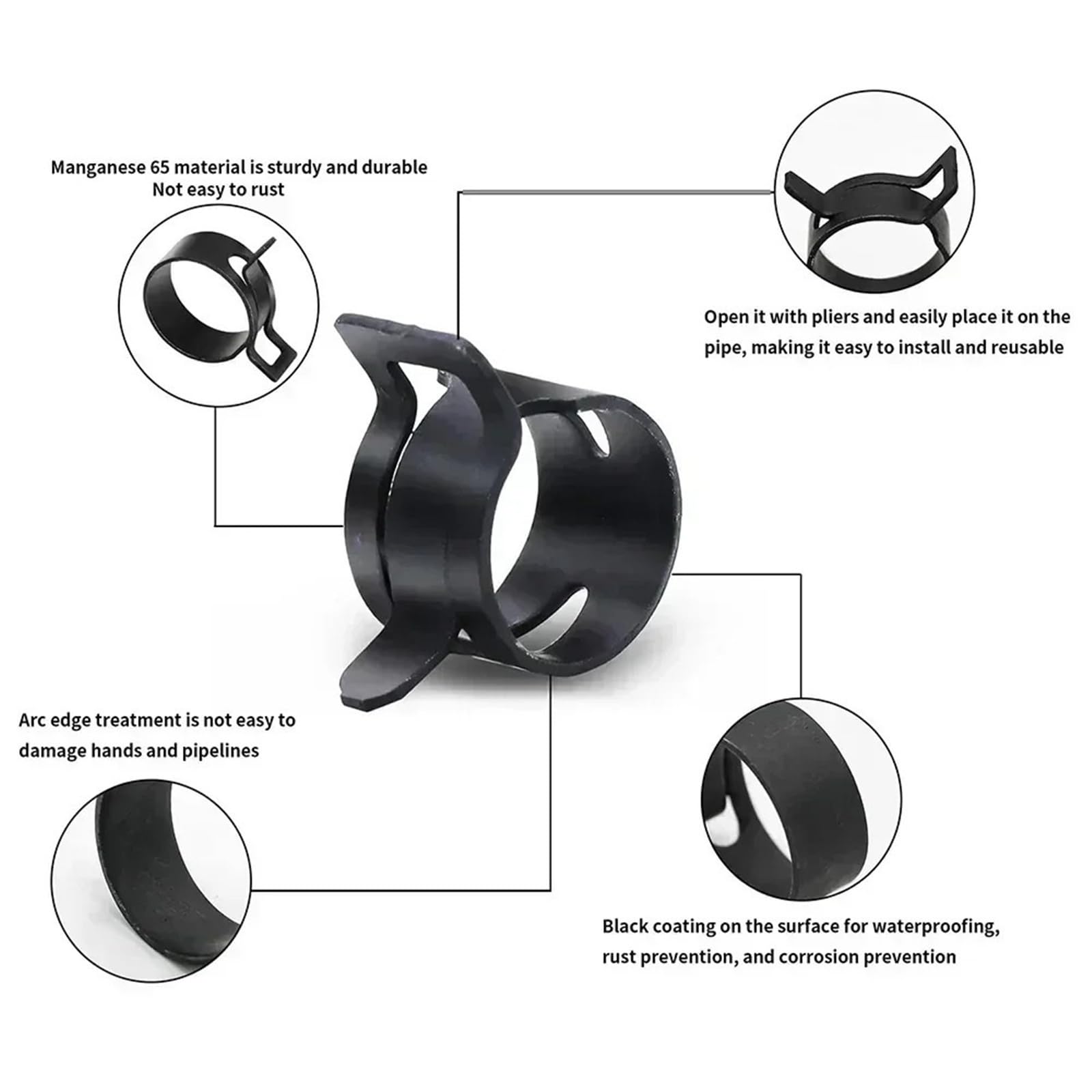 Schlauchschellen Aus Edelstahl 165 Stück 6–22 mm Federwasser-Schlauchschelle for Bandschelle, Metall-Befestigungs-Sortiment-Set + Zange