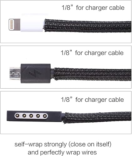 Vista 13 de Alex Tech - Malla protectora de cable de 25 pies y 1.25 de pulgada, abierta, para cable USB, cable de alimentación, de audio y video; protege