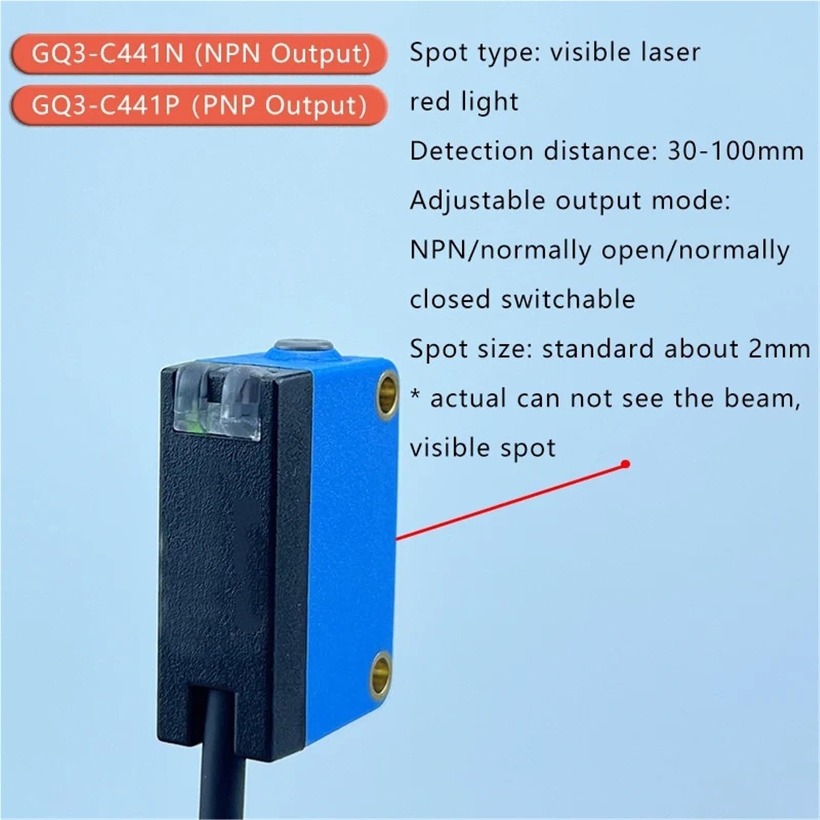 1PCS Background Suppression, Diffuse Reflection Sensor, Switch, Visible Large And Small Spot 441442(GQ3-441 NPN)