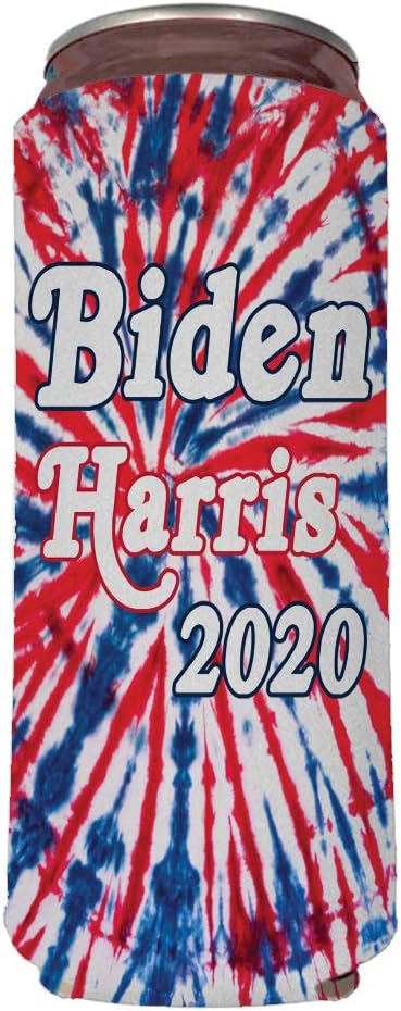 Biden Harris 2020 Slim Can Cooler Set, Red, White and Blue Tie Dye, Set of