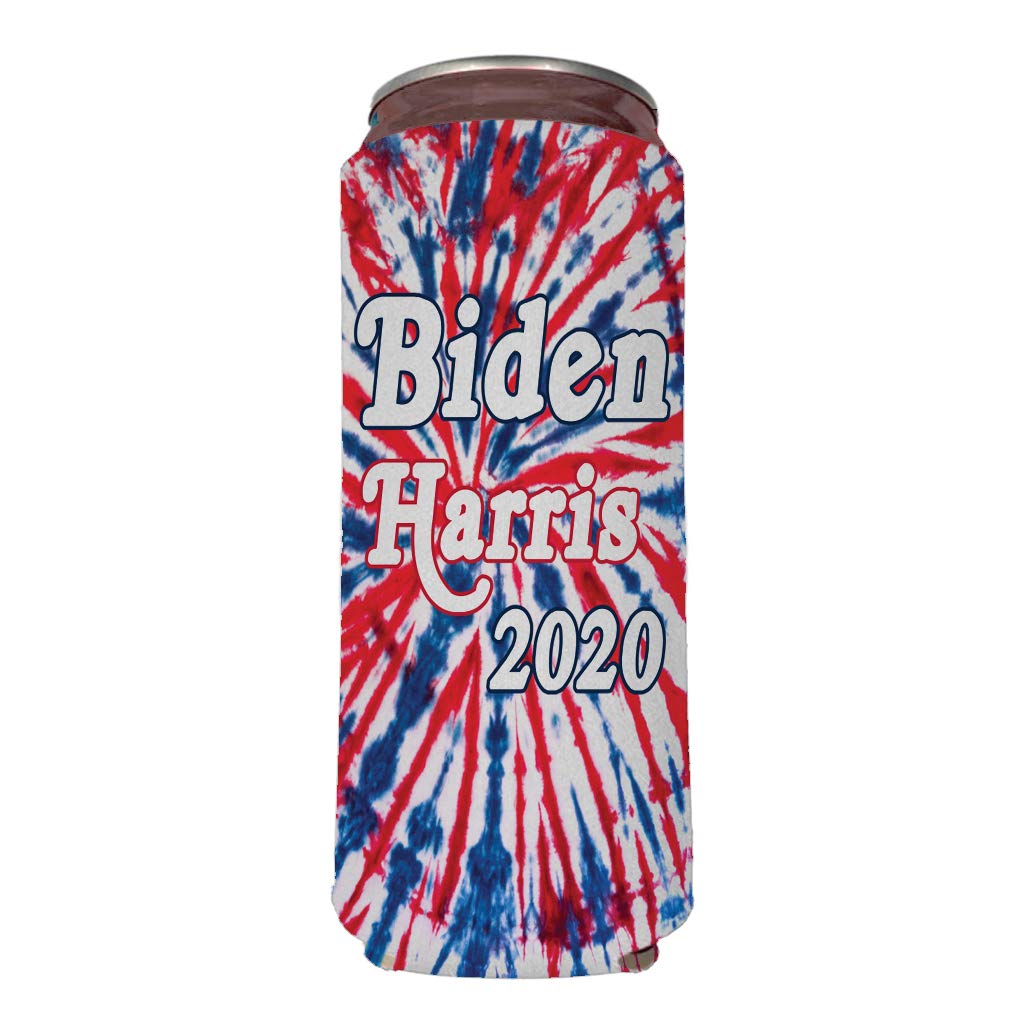 Biden Harris 2020 Slim Can Cooler Set, Red, White and Blue Tie Dye, Set of (12)