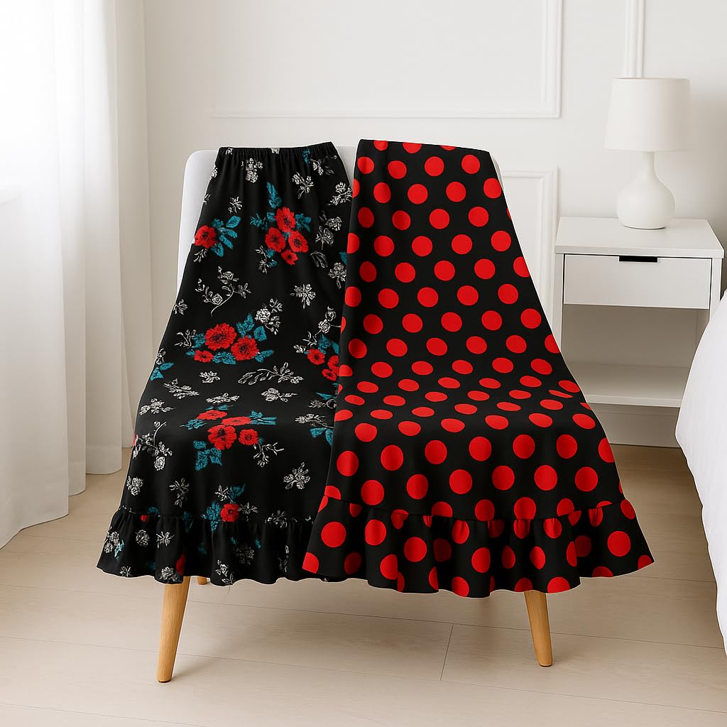 Gonna da flamenco da donna a pois o a fiori – Ideale per balli, fiere, pellegrinaggi e spettacoli. Abito tradizionale andaluso, di alta qualità e lungo.