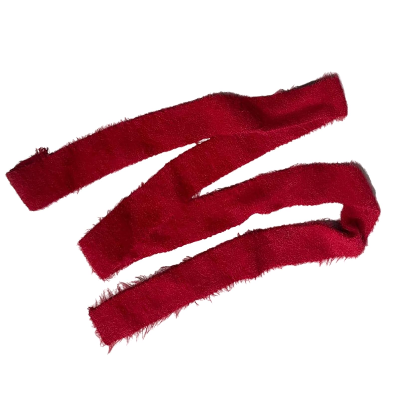 Alloneslife Unisex Red Knit Scarf For Women Long Skinny Belt Necktie Imitation Mink Hair Photo Props Long Neckerchief Skinny Scarf Necktie(Red)