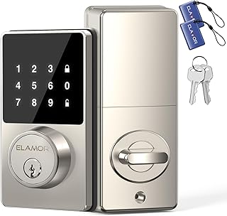 Keyless Entry Door Lock, Electronic Deadbolt Lock with Touchscreen Keypad, Smart Lock & Key Fob, Easy to Install, 50 User Codes, Auto Lock, Waterproof Smart Lock for Front Door, Home Use, Apartment