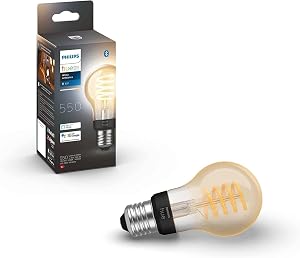 Philips Hue White Ambiance E27 Filament Lampe (550 lm), dimmbare LED Standard Lampe für das Hue Lichtsystem mit warm- bis …