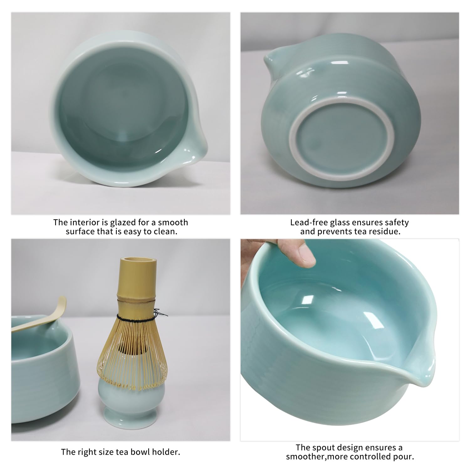 Matcha Tee Set – Matcha Besen Set mit Schneebesen, Besenhalter, Keramik Matcha-Schale, 2 Teelöffel – Japanisches Zubehör für die Matcha-Zeremonie, Perfekt für die Zubereitung