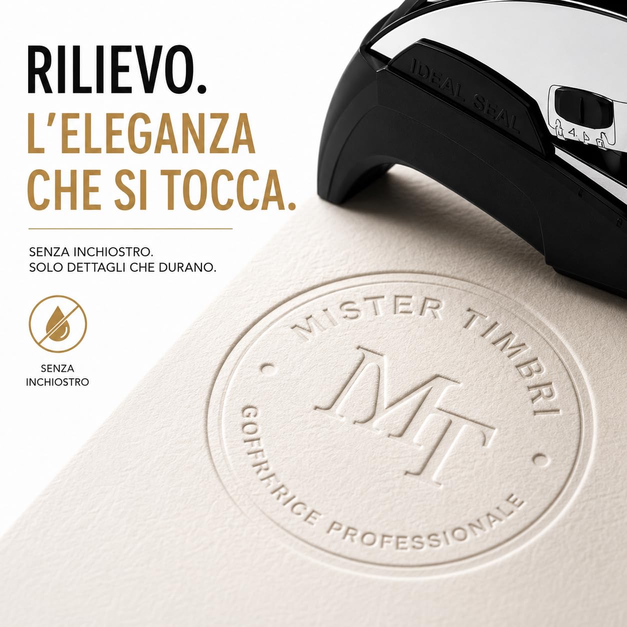 Pressa a Secco Rotonda Diametro 51 mm per Timbro Personalizzabile per Carta, Goffatrice, Inviti, Partecipazioni, Biglietti, Ex Libris
