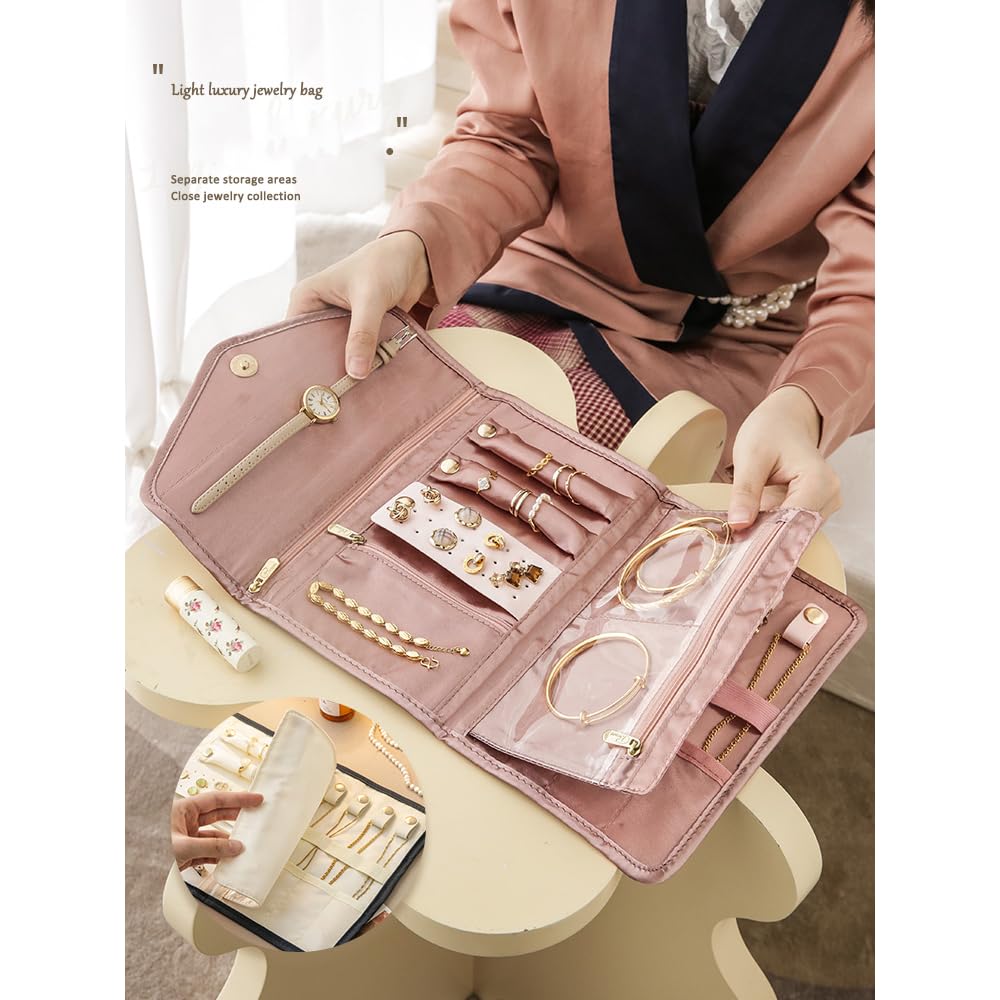 Portagioie Da Viaggio In Pelle - Organizer Pieghevole Con Tante Tasche - Foto 4