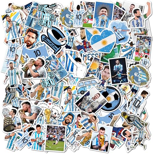 Image of Pack of 50PCS Super Star Soccer Player Messi Stickers, Vinyl Waterproof Laptop Water Bottle Sticker for Adults Boys Girls Teens, FIFA World Cup Gift for Soccer Fans