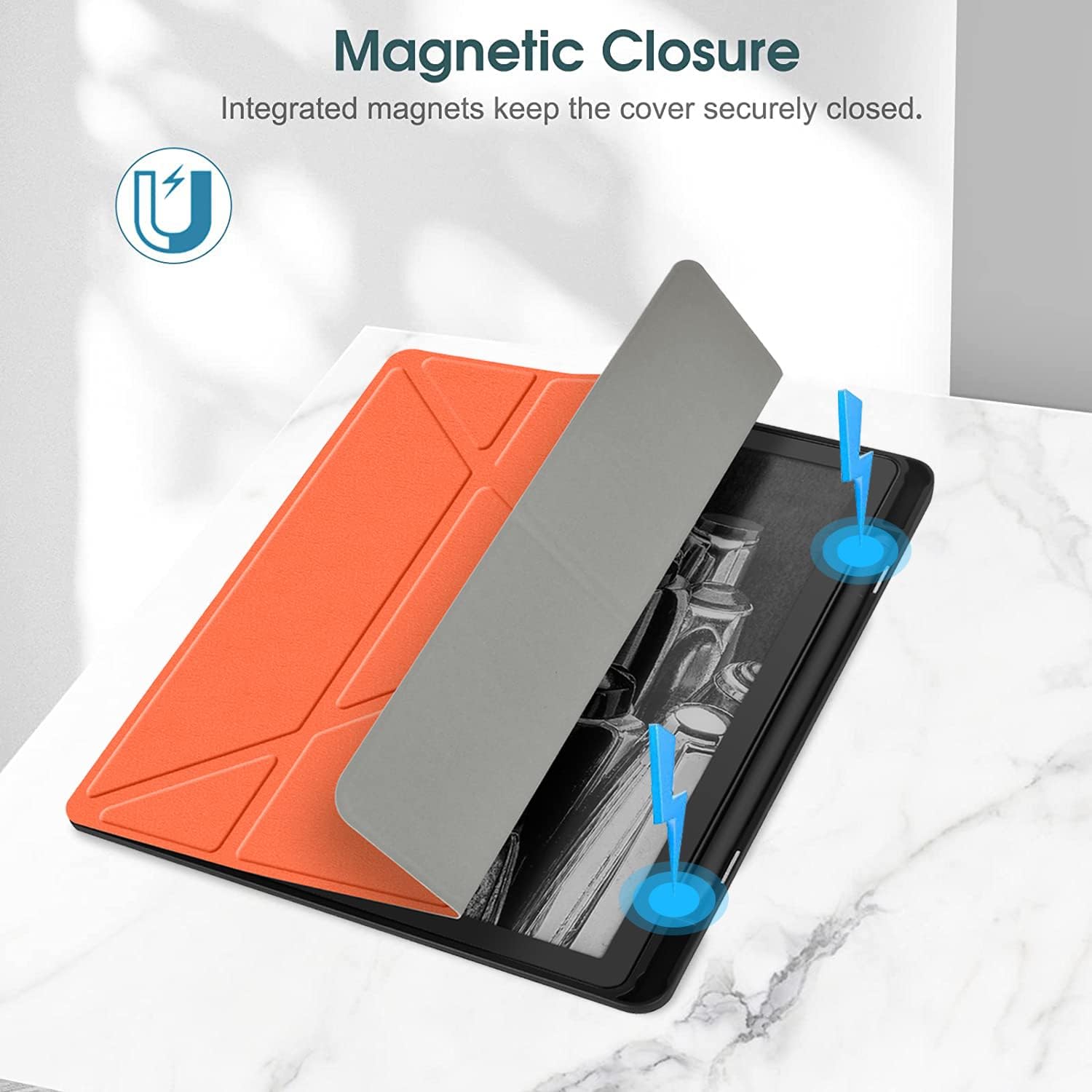DTangLsm for Kindle Scribe Cover with Stand 2024/2022 Release Kinde Scribe Case 1st/2nd Generation - Slim PU Leather Folio Stand Cover for 2024 Scribe Case with Pencil Holder, Auto Wake/Sleep, Orange