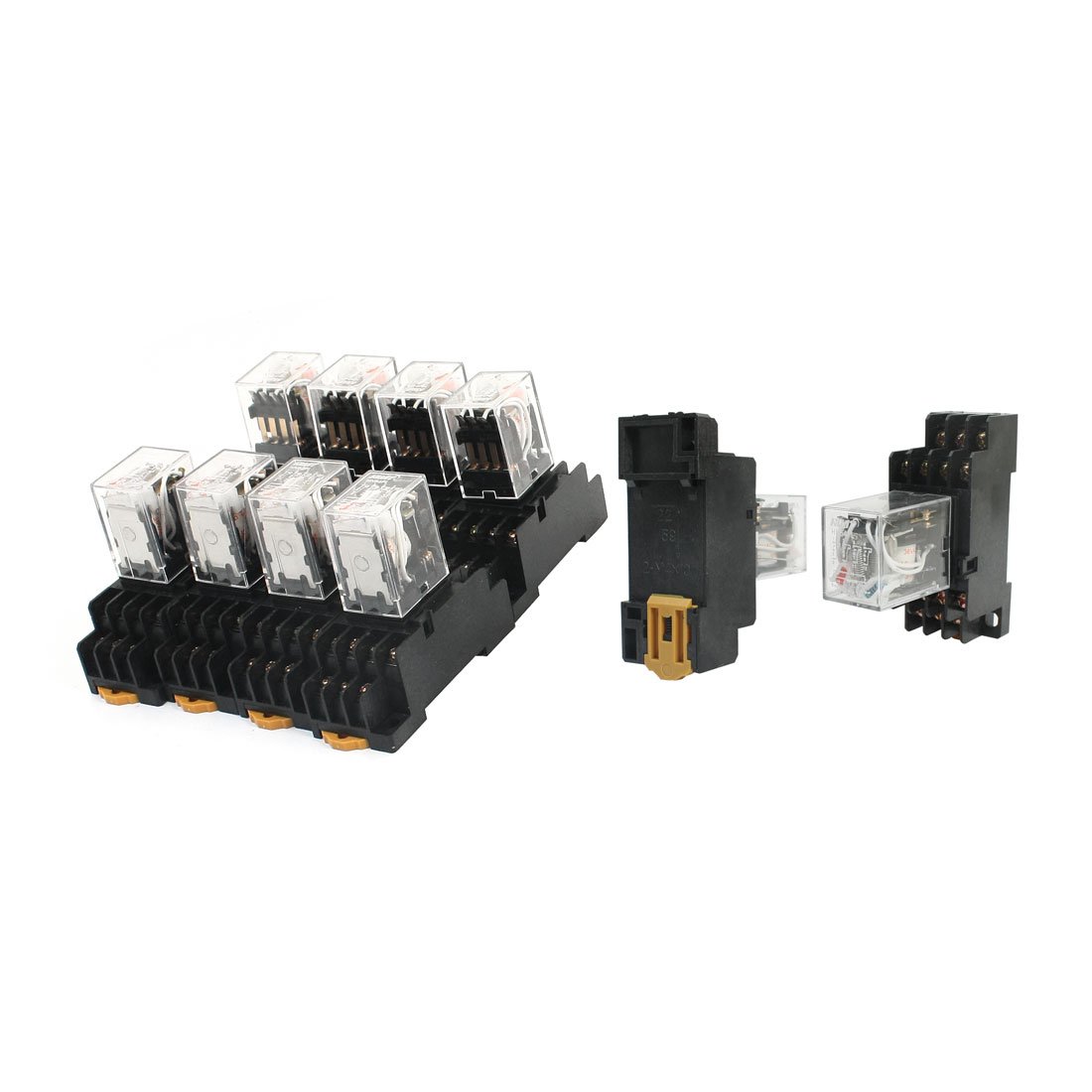 10Pcs AC 36V Bobina 4PDT 14Pin 4NO 4NC 35mm DIN Rail Mount Relè di Potenza