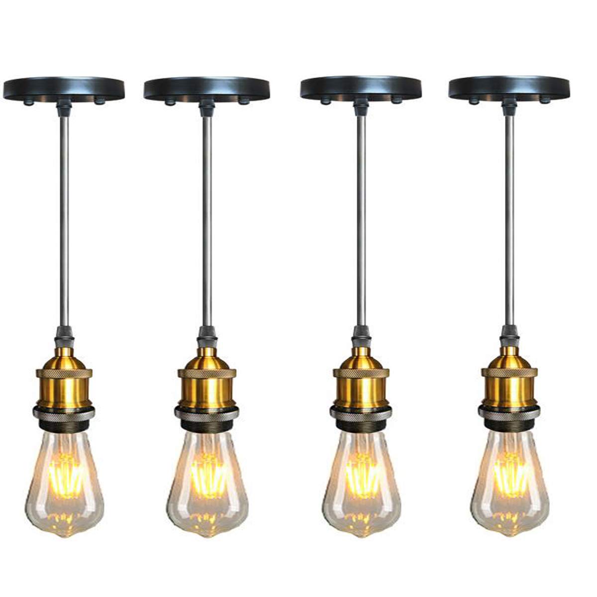 EmyTock Industrial Mini Pendant Light,Single Vintage Socket E26/E27 Lampholder Edison Bulb Socket Black Pendant Light Cord Adjustable Hanging Light Kit for Home Kitchen Island Corridor
