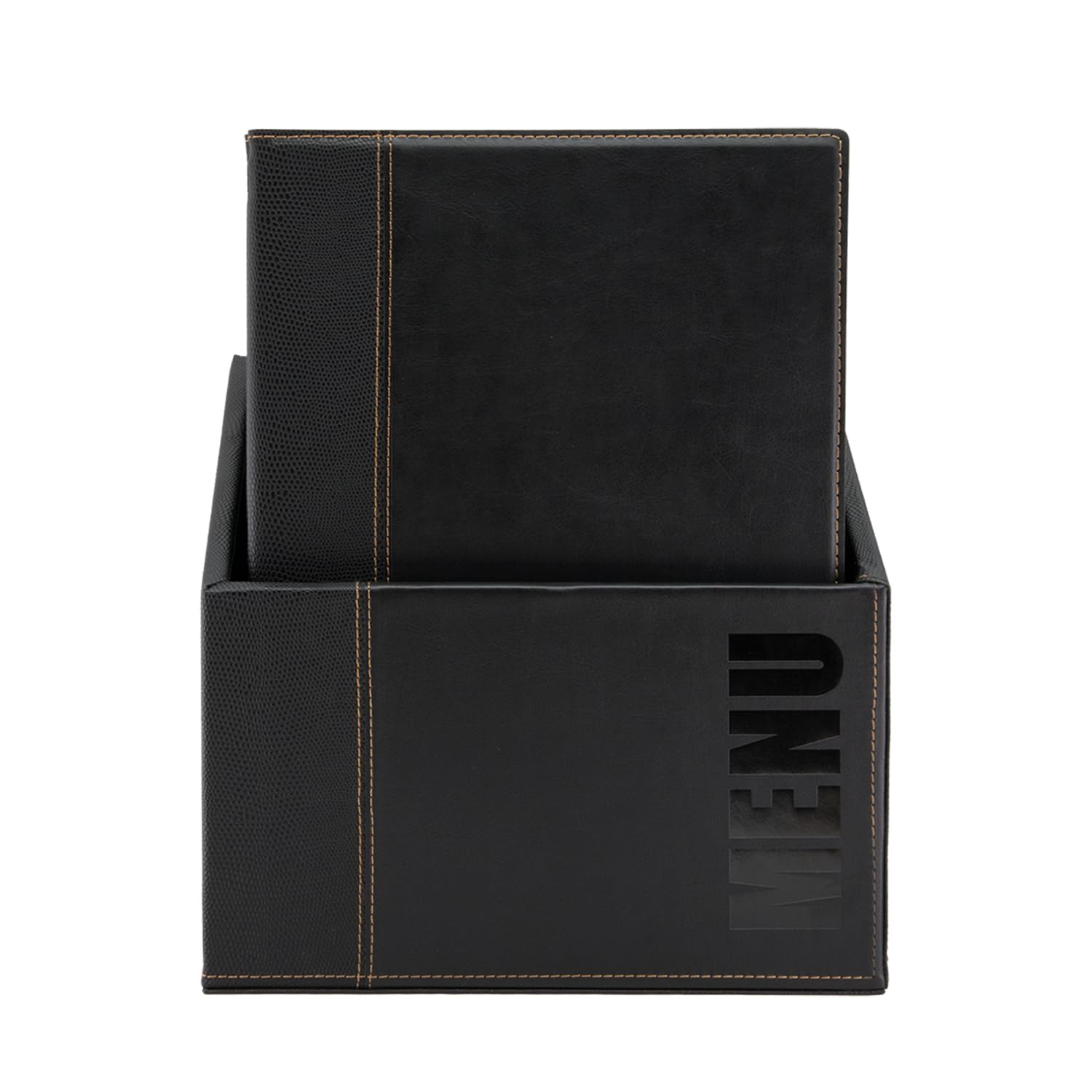 SECURIT - Set da 20 Porta Menu A4 Box Inclusa Linea Trendy - Per Caffè, Ristoranti, Bar - Similpelle - Colore Nero