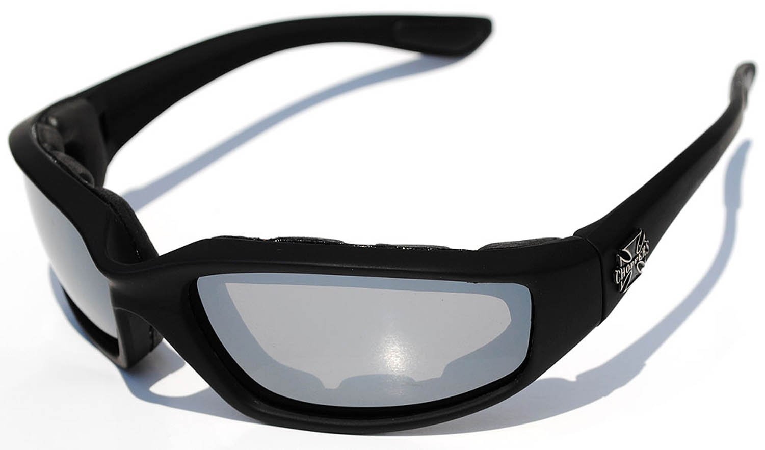 Choppers La Guida Notturna Equitazione Imbottite Moto Occhiali 011 Telaio Nero con Lenti Gialle 2 Nero Medio Nero - Lente a Specchio