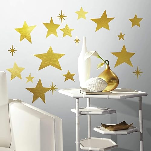Miniatura 2 de RoomMates RMK3528SCS - Calcomanías de pared con diseño de estrellas metálicas doradas