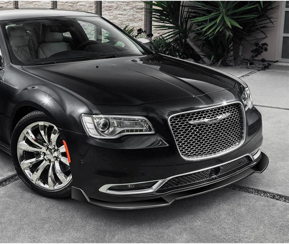 Q1-TECH, Front Bumper Lip fit for Compatible with 2015-2023 Chrysler 300, Front Bumper Lip Spoiler Air Chin Body Kit Splitter ABS, 2016 2017 2018 2019 2020 2021 2022, STP-Style (Painted Black)