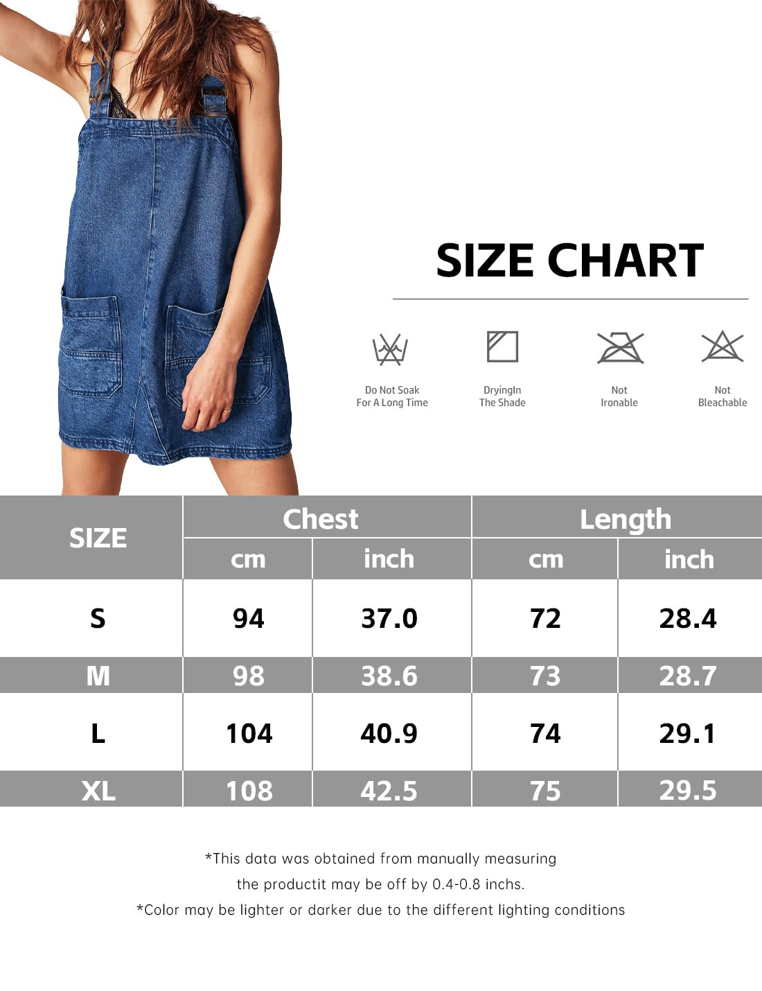 Sukany Tuta da donna casual in denim con cinturino regolabile allentato jeans corti pagliaccetti maglioni