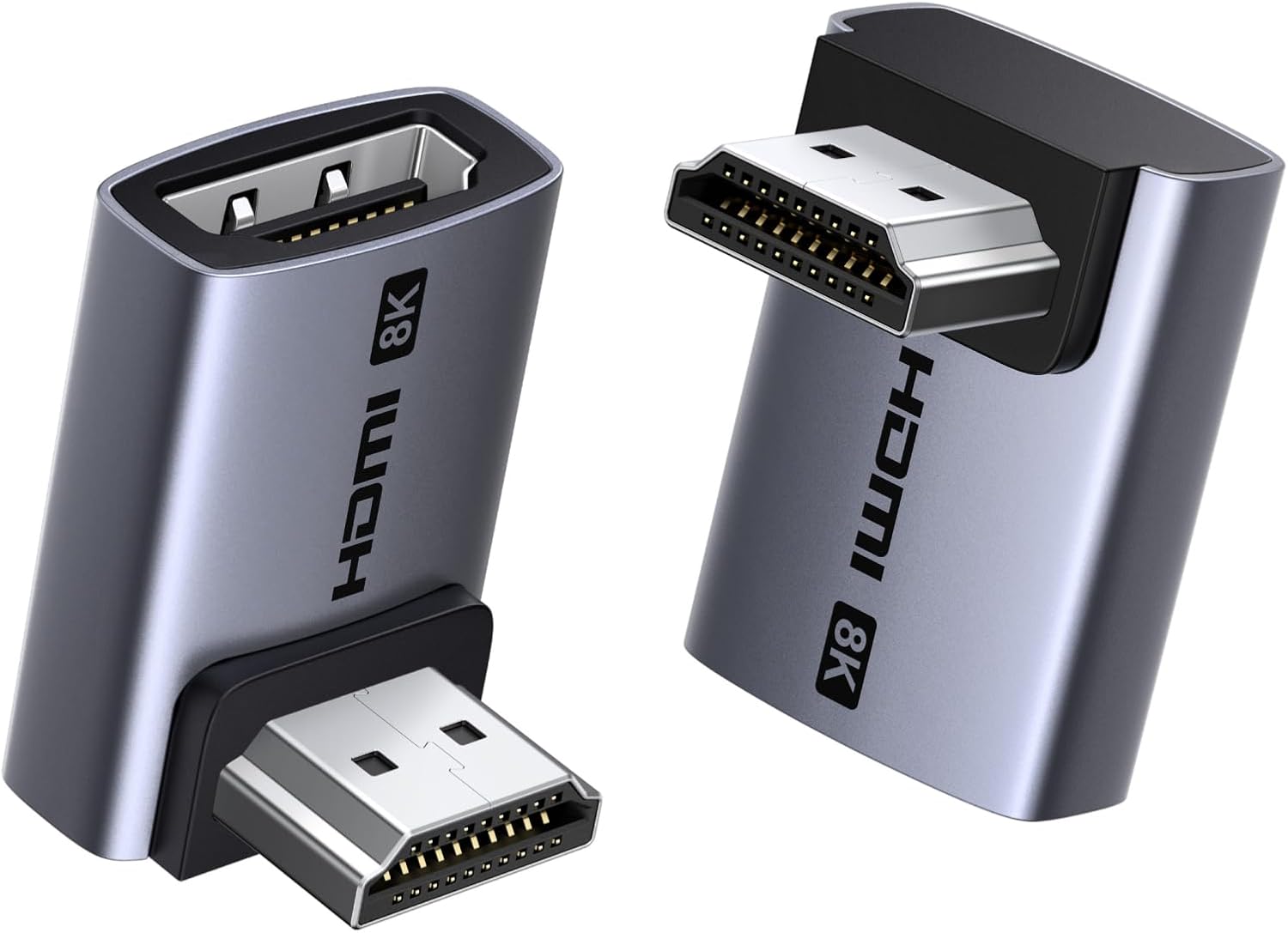 UGREEN 10K 8K@60Hz HDMI 2.1 Right Angle Male to Female Adapter 2 Pack