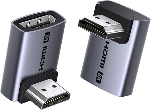 UGREEN 10K 8K@60Hz HDMI 2.1 Right Angle Male to Female Adapter 2 Pack | Support 4K@240Hz 48Gbps L-Shaped High Speed Connector 3D HDR VRR Compatible with HDTV Roku Stick Chromecast Laptop Switch 2
