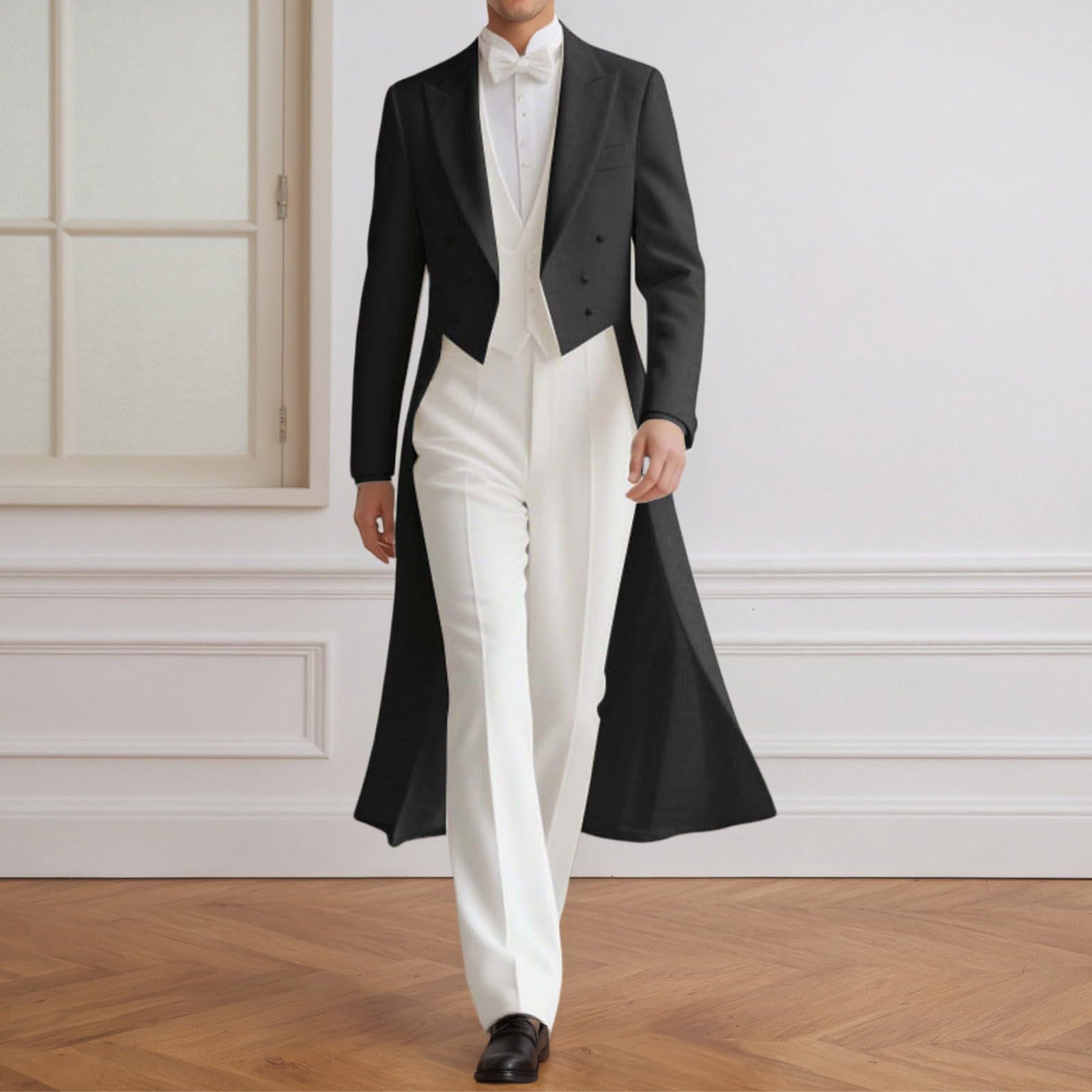 Generisch Veste de smoking slim fit pour homme - Manteau queue d'aronde - Pour bal de fin d'année - Smokings - Musicien - Cosplay - Costume de magicien - Queue d'aronde - Manteaux formels