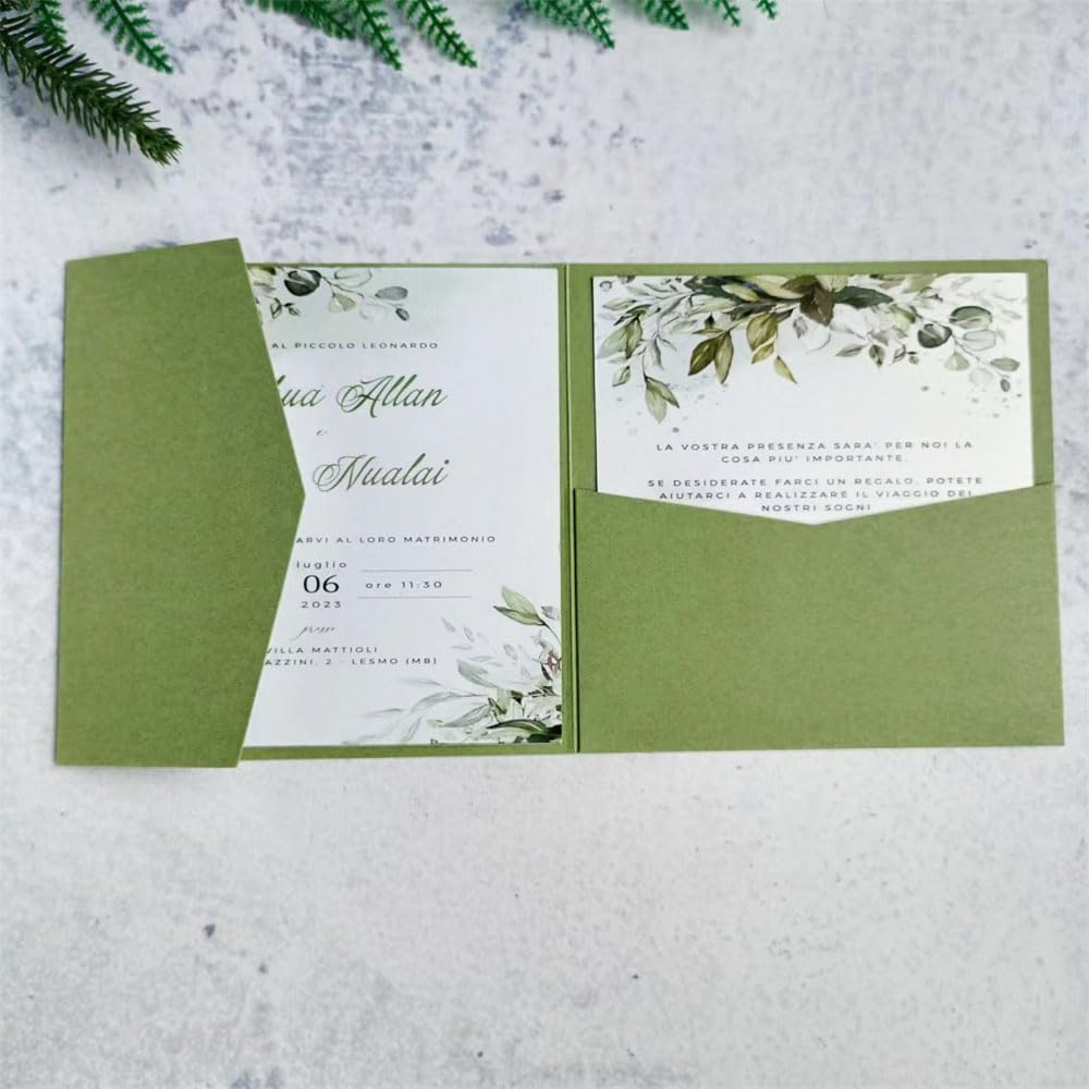 MillaSaw Verde oliva partecipazioni matrimonio biglietto d'invito 15x15cm copertura biglietto matrimonio 25 pezzi (verde oliva opaco)