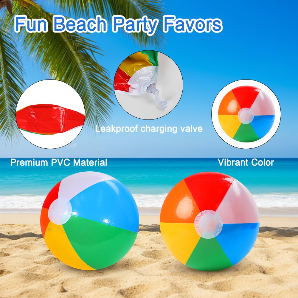 Paquete de 4 pelotas de playa, pelotas de playa inflables de 16 pulgadas, bolas de piscina de color arcoíris para natación, flotadores de piscina, pelotas de playa para fiestas de verano, juegos