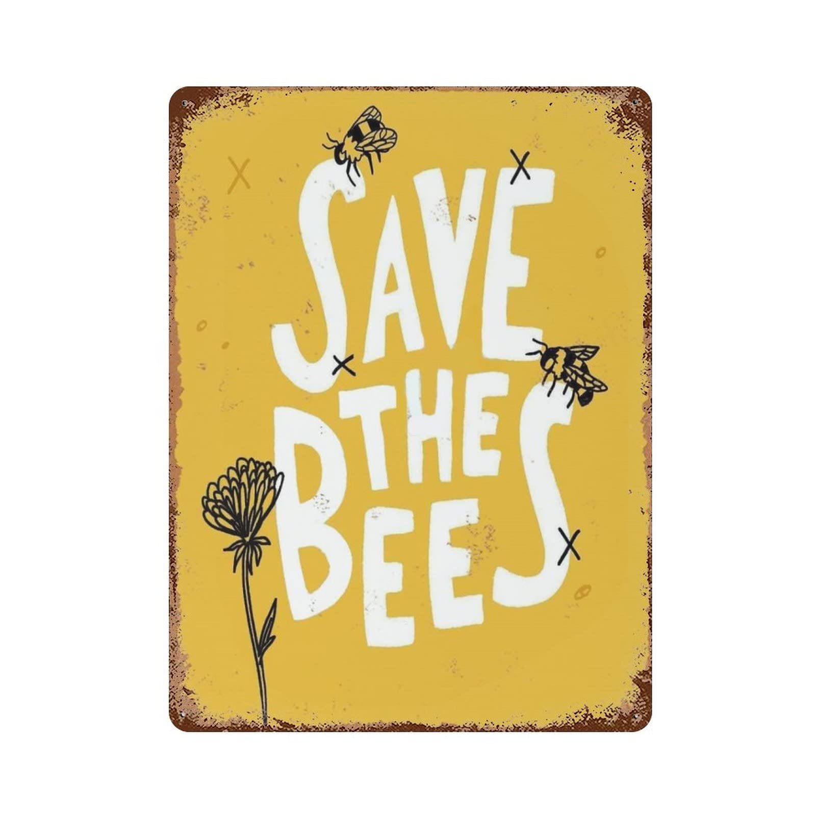 AOOEDM Save The Bees Vintage Metal Sign Tin Sign for Home Bar Pub Kitchen Man Cave Tin Sign Wall Decor Poster Wall Plaque