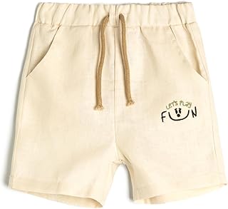 شورت كتان مطرز بجيوب ورباط للأولاد البيبي من كوتون (عبوة من قطعة واحدة)