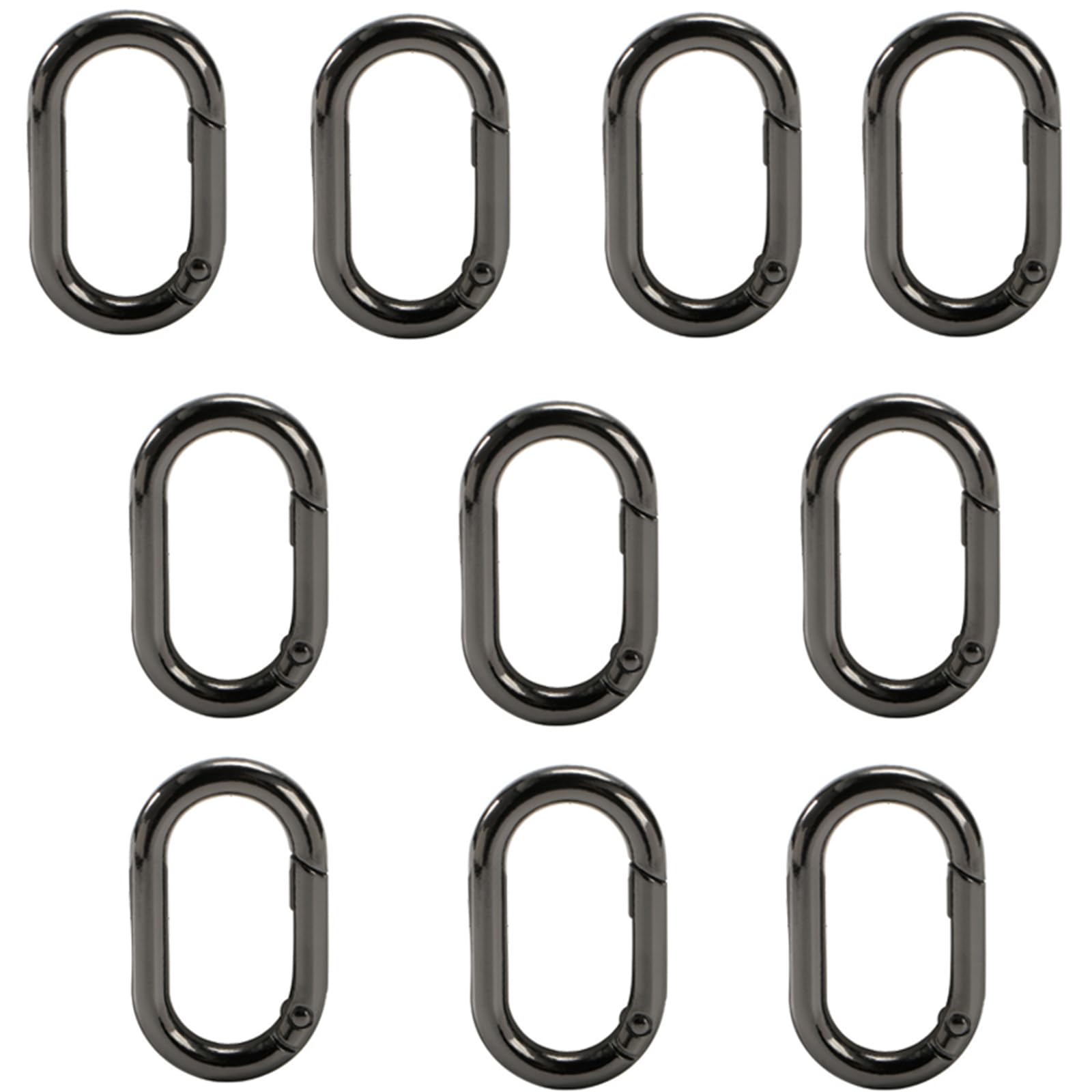 Alksubbm Of 10 Metal Carabiners Keyrings Buckle Metal Spring Clip for Handbag Handle Strap Keychain Craft Jewelry Making Chain Clip