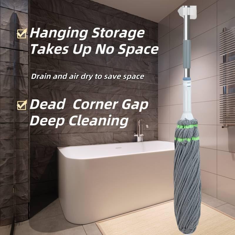 Image of Crevice Cleaning Brush Microfiber Twist Mop for Floor Cleaning, Squeeze Twist Mop Stick, Durable Dust Easy to Use Floor Cleaner, Effective for Hardwood, Tile, and Laminate gfkj (G-Grey)