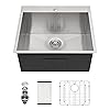 Sarlai 25 Inch Laundry Sink - 25x22 Drop In Kitchen Sink Utility Laundry 12 Inch Deep Sinks Topmount Single Bowl Stainless Steel Room Utility Tub Sinks Basin