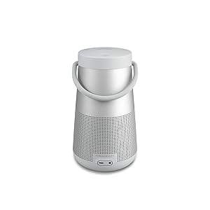 Bose SoundLink Revolve+ (Series II) Bluetooth Speaker, Portable Speaker with Microphone, Wireless and Water Resistant with 360 Degree Sound, Long Lasting Battery and Handle, Silver
