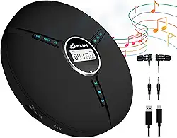 Klim Discman - CD Player portátil com bateria integrada, inclui fones de ouvido Klim Fusion. Mini CD Players, compatível com CD-R, CD-RW e MP3. CD Walkman – À prova de choque para viagens em casa e carro