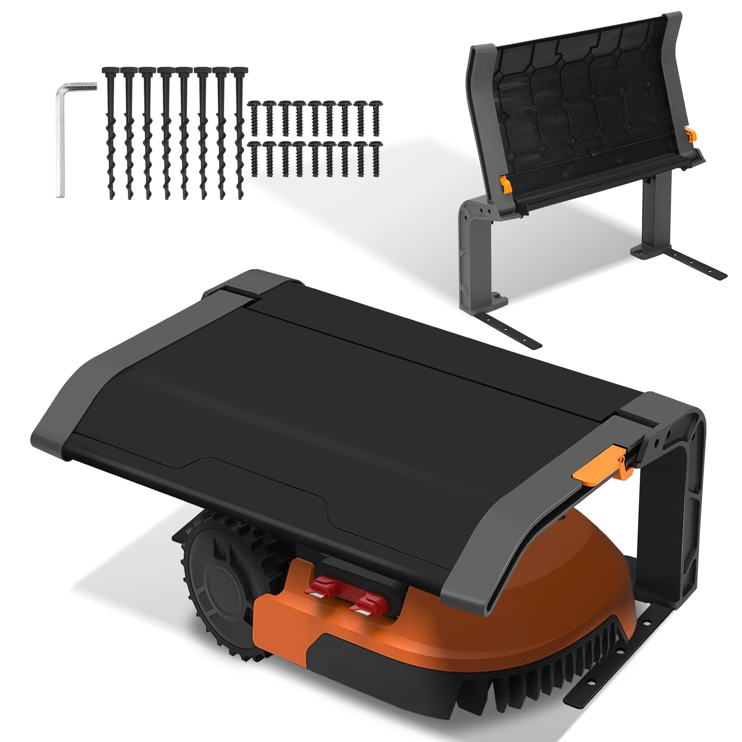 Yakimz Klappbare Mähroboter Garage Dach Carport für Rasenmäher Rasenroboter Automower, Klappbare Überdachung| Rasenroboter Garage für Garten Witterungsbeständig+UV-Schutz - einfacher Aufbau