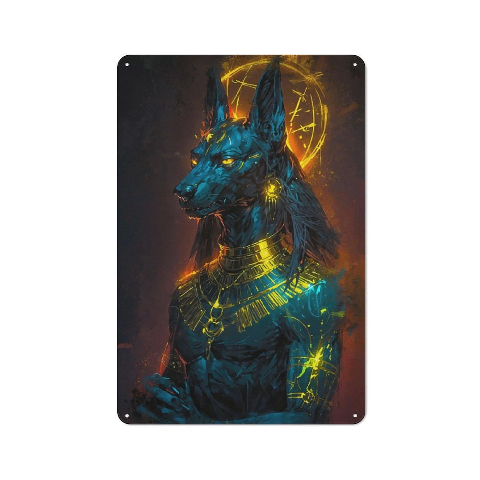 Junmoney Anubis Radiant In Majesty Metal Sign 30X20cm With For Hallway Wall, Rustic Decor, Housewarming Present For People Styling Hallway