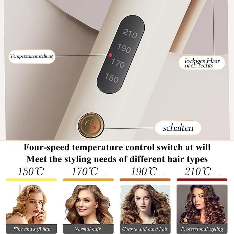 Electric Heated 28mm Hair Curler, 4 Heat Levels Hair Curling Iron, Professional Long-Lasting Electric Big Wave Hair Styling Tool for Beach Waves, Blitz Curler, Hair Styling Tools (Purple)