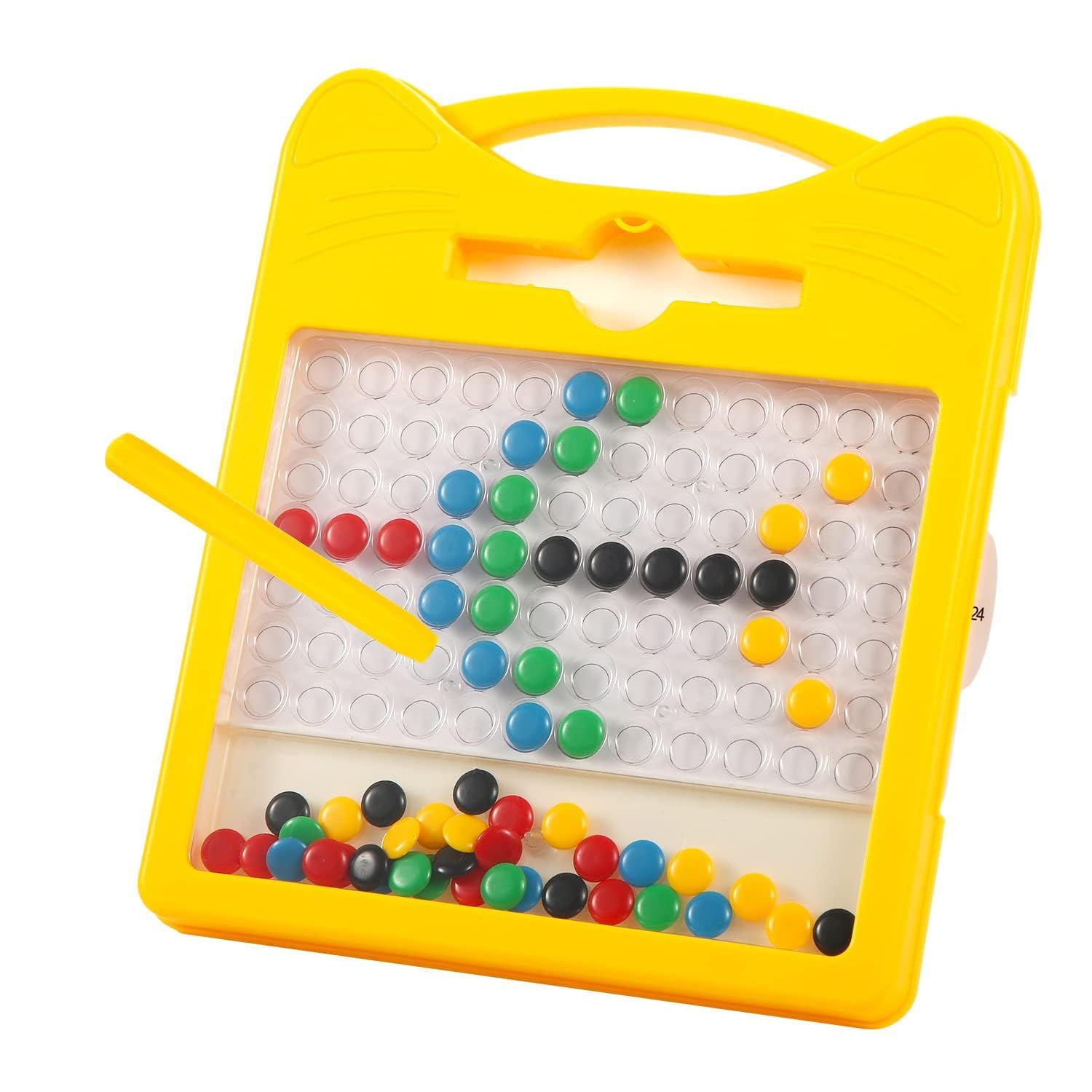 Magnetic Dot Drawing Board Toy for Kids – Montessori Learning Magpad with Stylus & 12 Double-Sided Activity Cards | Educational Magnetic Beads Toy (Color May Vary)-image-34