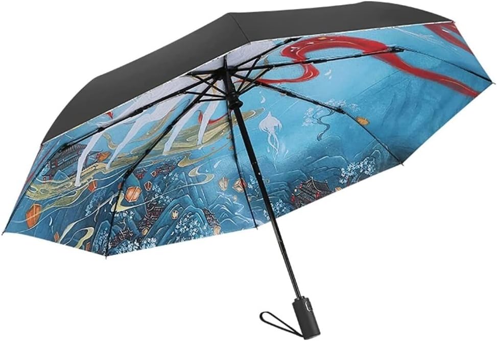 Portable Umbrella for Travel Folding Umbrella Parasol Fully Automatic Umbrella Sunny and Rainy Dual-Use Sun Umbrella Uv Protection Sunshade Umbrella Outdoor