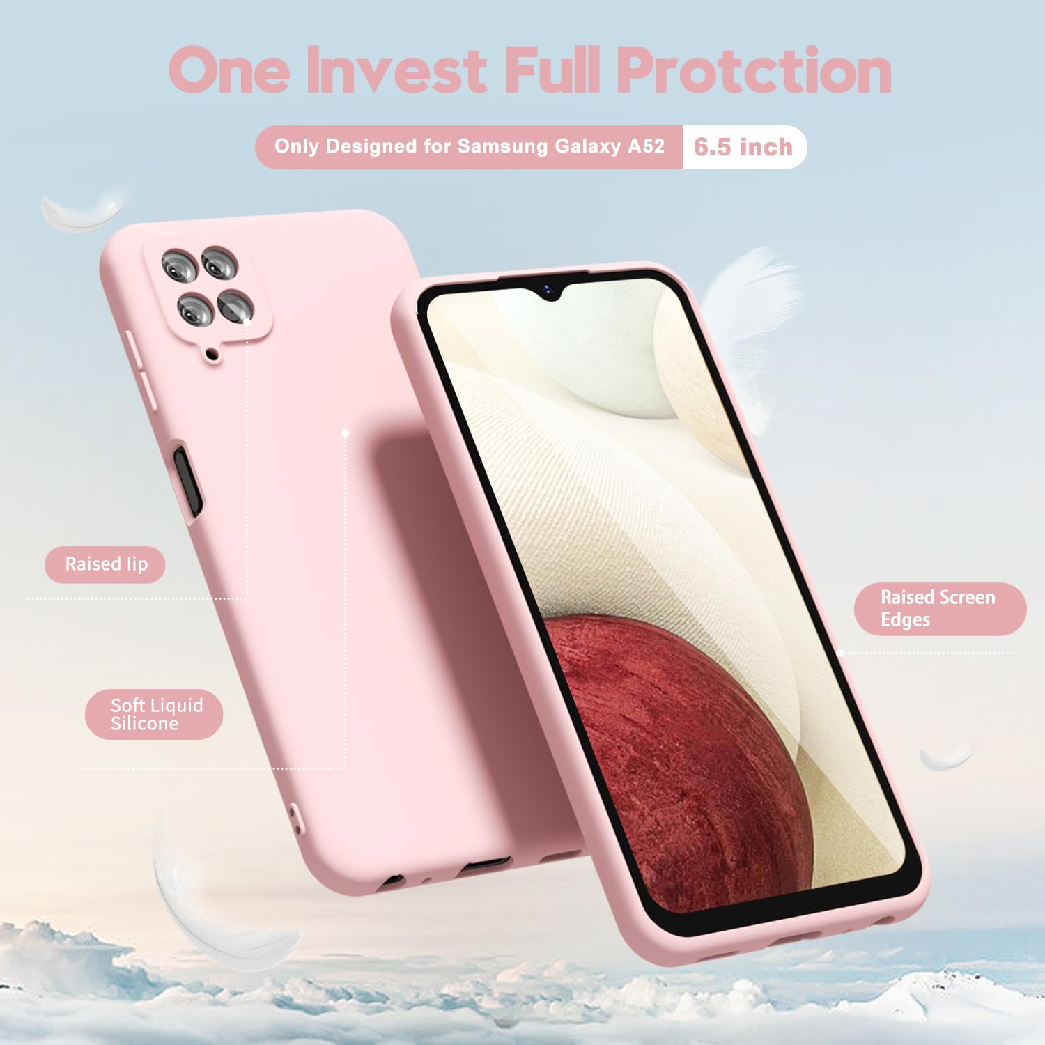 oakxco Silikonowe etui do Samsung Galaxy A12, cienkie, smukłe, z dobrym chwytom, miękkie gumowe żelowe ochronne etui na telefon dla kobiet, matowe, jednokolorowe, estetyczne, urocze dziewczęce etui z