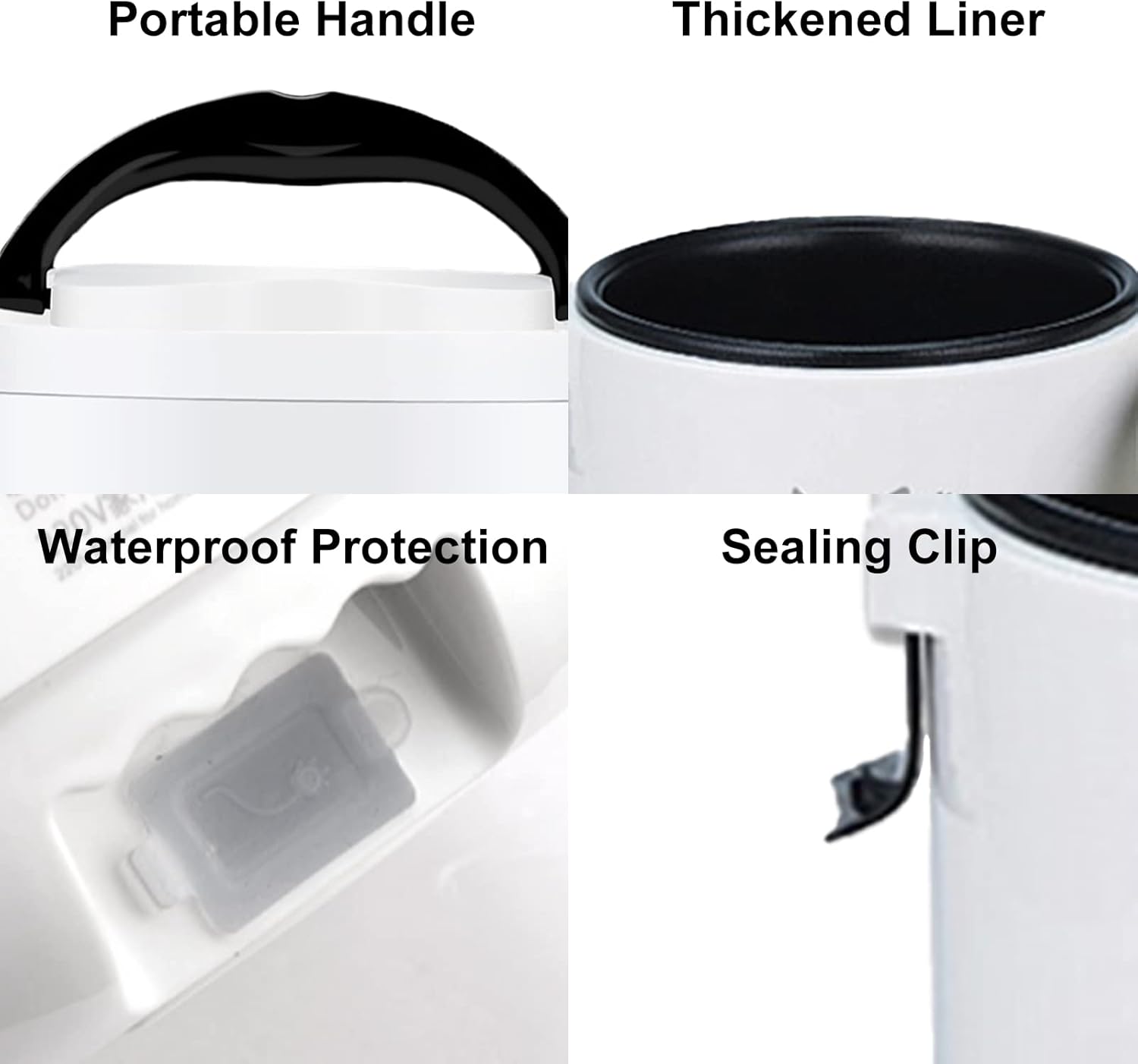 Mini Rice Cooker, Vehicle-Mounted Rice Cooker 12V, Thermal Insulation and Protection Function, 1L Portable Steamer, Boiling Pot, Portable Handle, Outdoor Boiling Cooker, Portable Cooker (White)