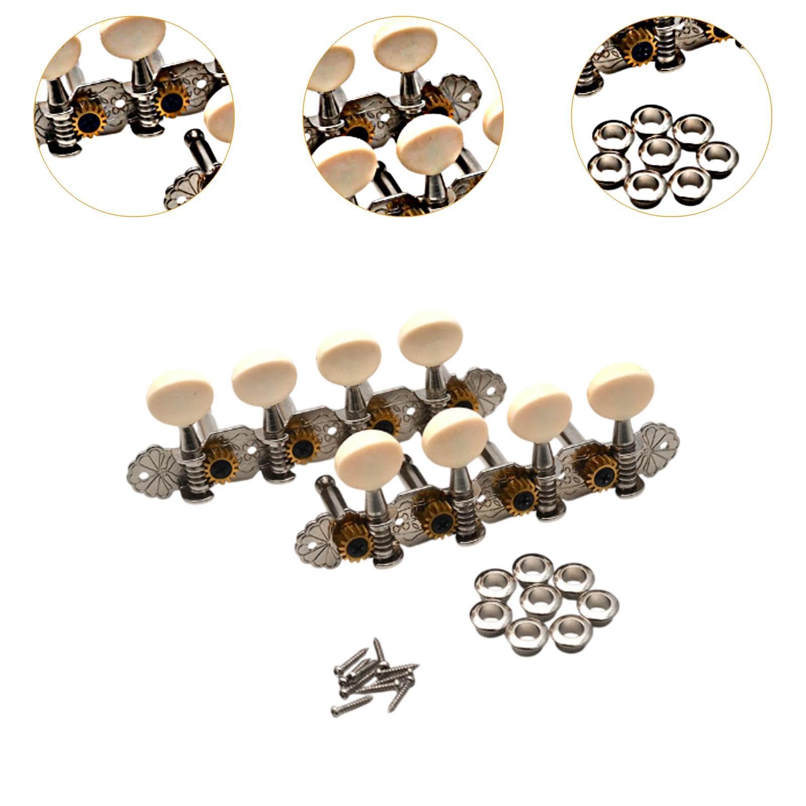 Menolana String Tuning Pegs Mandolin Replacements Lightweight 4L 4R Easy Installation Musical Instrument Parts for 8 Strings Mandolin, Silver