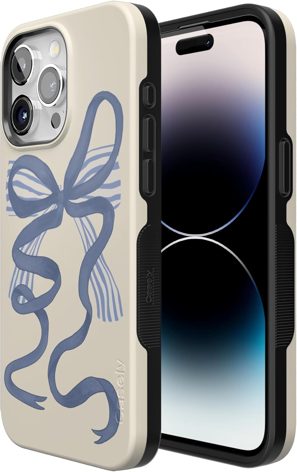 Casely iPhone 15 Pro Case | Heartstrings | Blue Bow | Bold Protective Design | Compatible with MagSafe