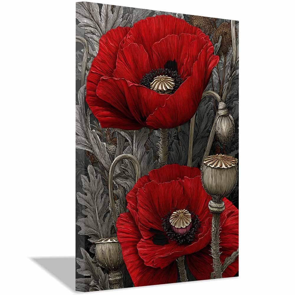 Xeniou Multicolor Flower Wall Art Canvas Poppy Flower Wall Art Canvas Wall Art, For Bathroom Living Room Bedroom Office Kitchen(Multicolor)-70X100cm Framed
