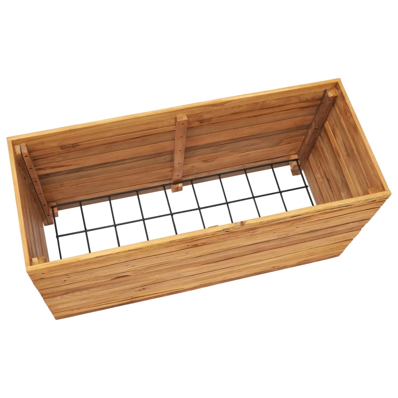 Arriate, Mesa De Cultivo, Huerto Domestico, Cultivo De Plantas Aromaticas, Arriate De Jardín, de Teca reciclada y Acero 100x40x55 cm