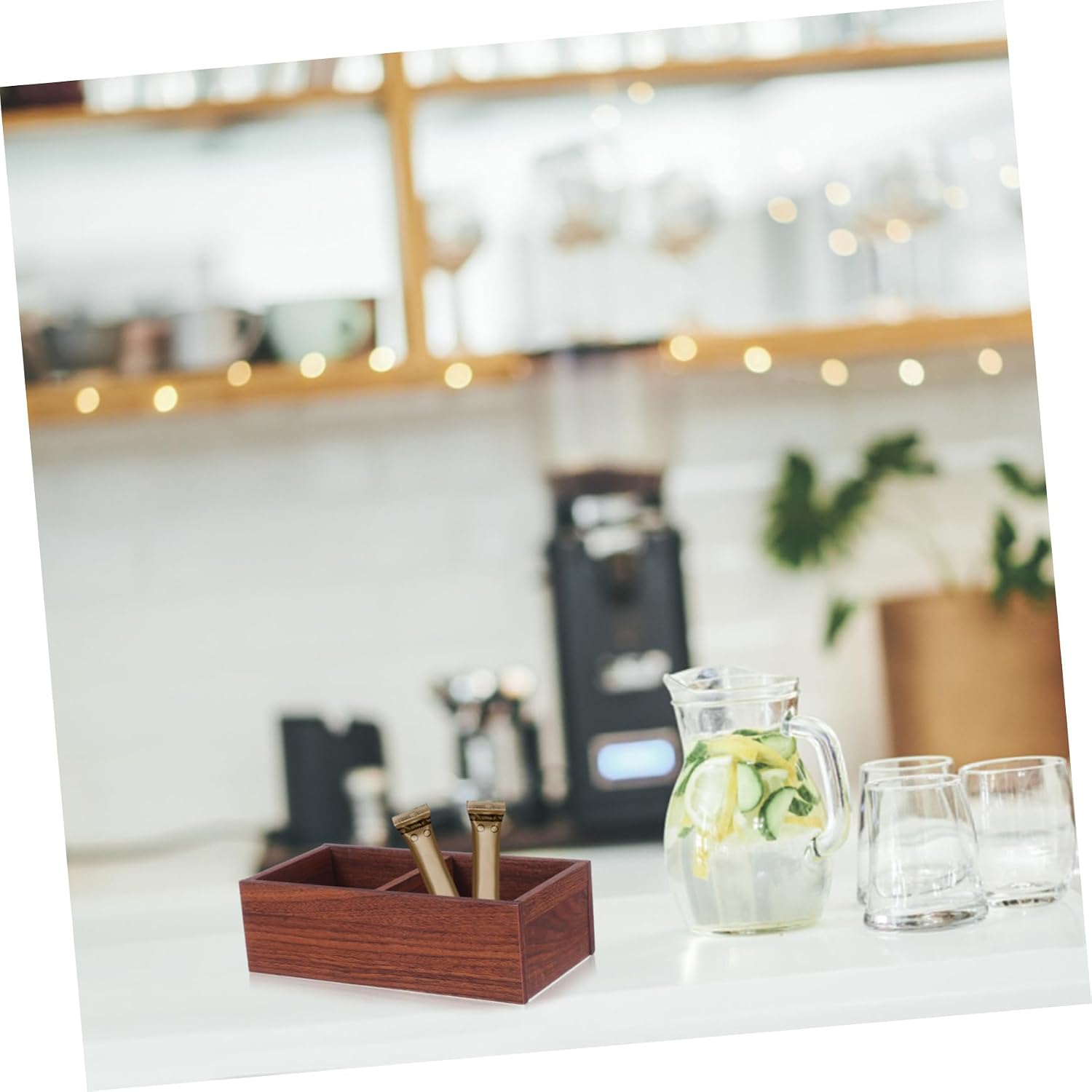 Wooden Tea Bag Organizer Box for Sugar Packets Coffee Countertop
