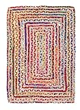 Alfombra de algodón de yute de 2 x 3 pies para sala de estar, 24 x 36 pulgadas