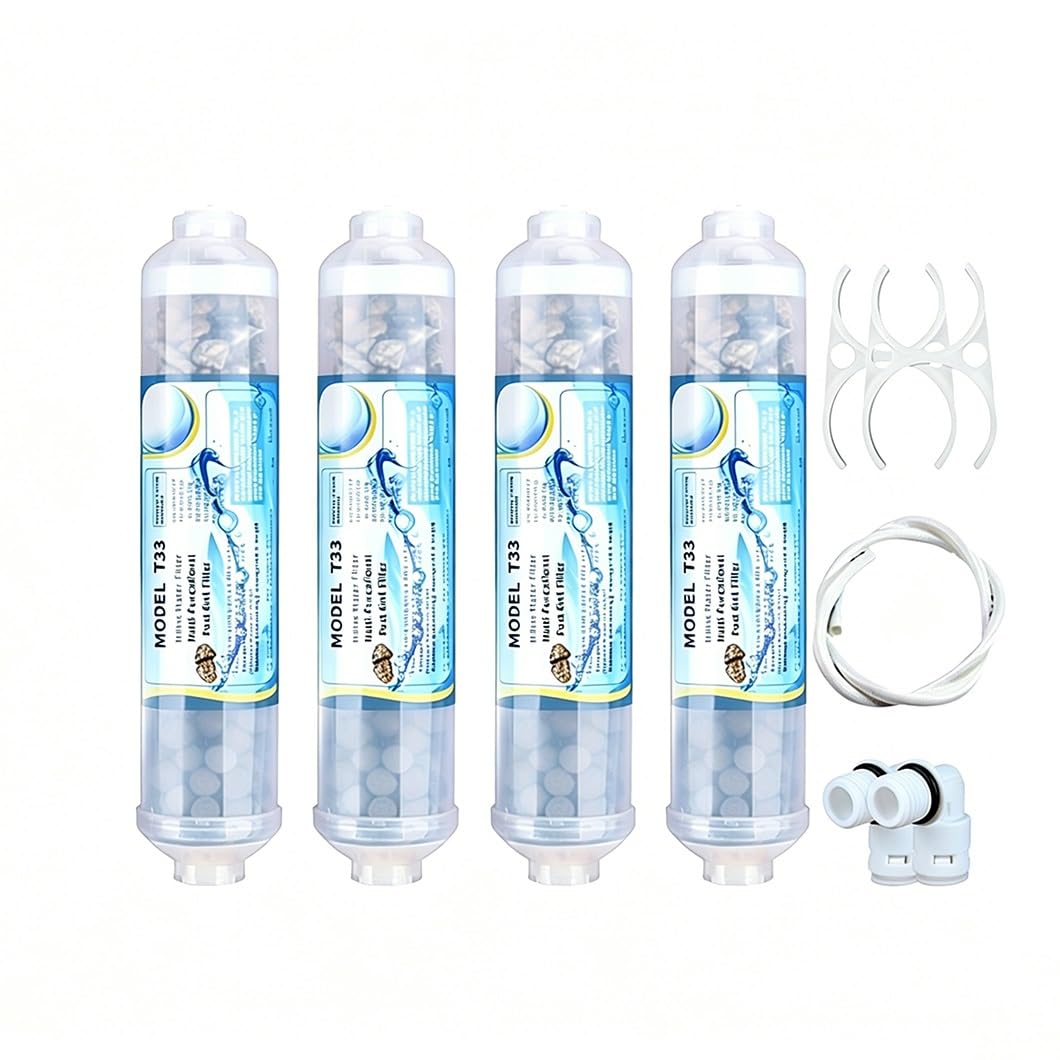Lot 4 cartouches filtrantes minérales multifonctionnelles 4 en 1, format 10in, interface universelle, adaptées post-filtration domestiques