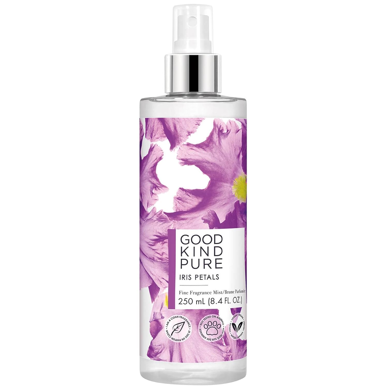 Iris Petals Body Mist Spray - Woody, Floral Fragrance - A blend of Nectarine Blossom & Soft Amber Woods - Clean, Vegan, & Long-Lasting Formula - 8.4 Fl Oz Iris Petals 8.4 Fl Oz (Pack of 1)